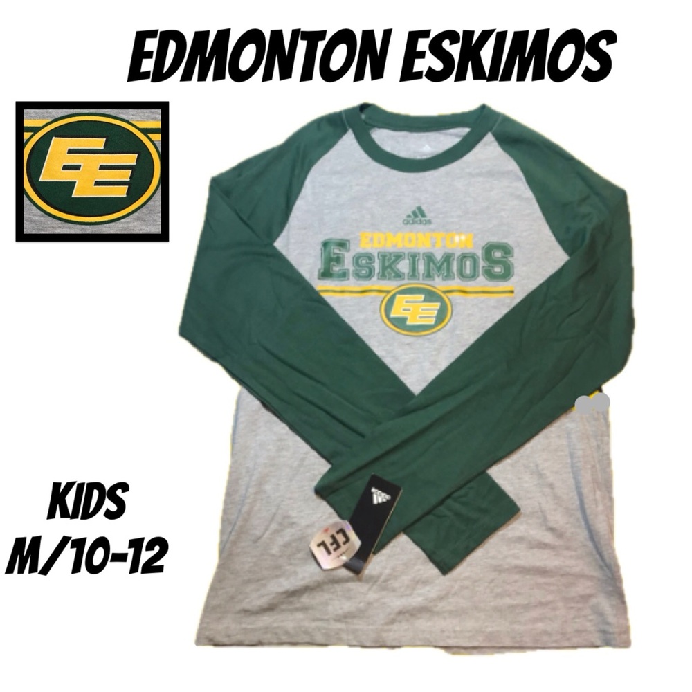 NWT ADIDAS EDMONTON ESKIMOS CFL FOOTBALL BASEBALL STYLE T-SHIRT SIZE M